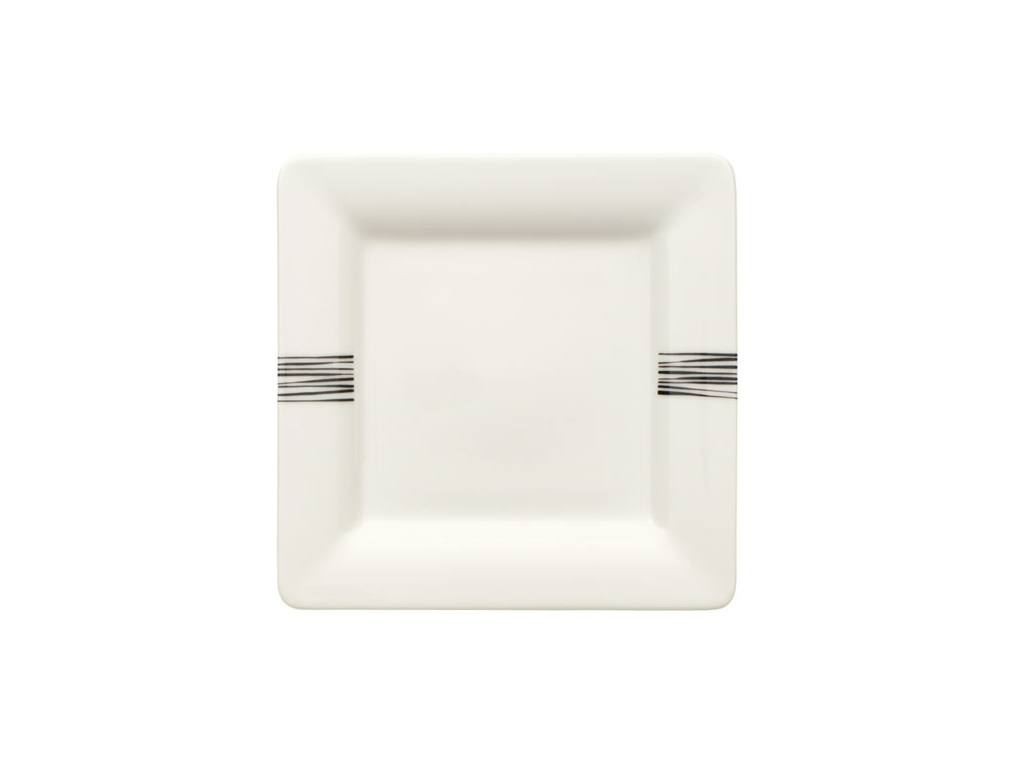 Svarta Linjer Dag Tallrik fyrkantig platt 16x16 cm