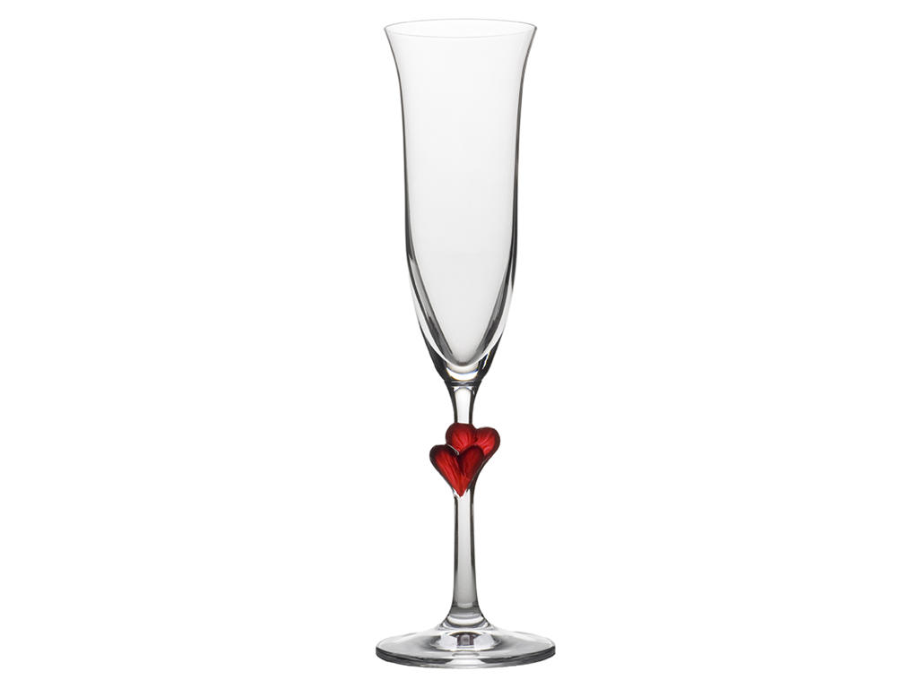 Champagneglas med glas röd str 17,5 cl - 242x60 mm