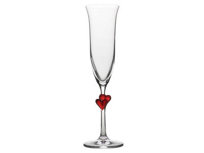 Champagneglas med glas röd str 17,5 cl - 242x60 mm