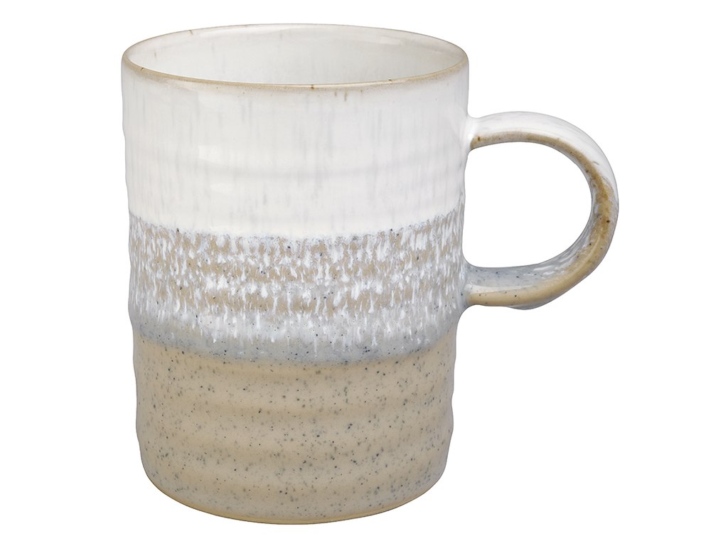 Kop med hank Rillet 370ml Kiln Hvid