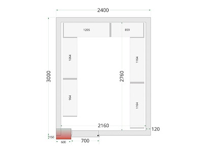 Fryserumspanel 2400x3000x2200 120mm